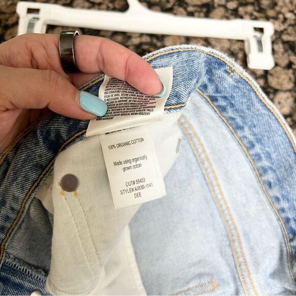 Agolde Light Blue Distressed Jean Shorts - Picture 10 of 11